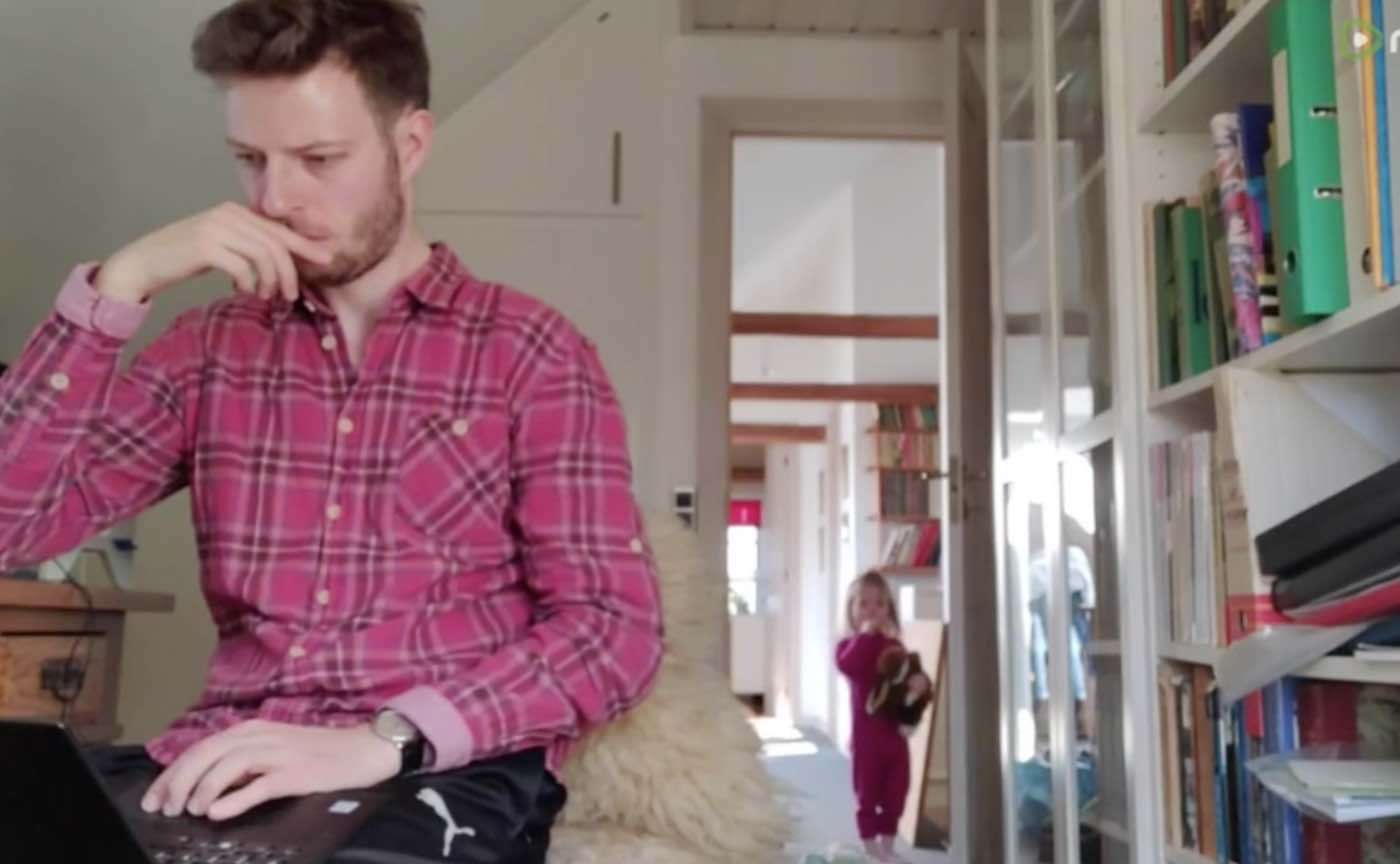 Quarantined Dad's Endearing Video Shows What It's Like Working From Home With a Toddler 