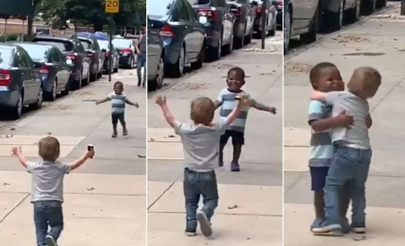 Video of Toddler Pals Running to Hug Each Other on the Street Might Be the Sweetest Thing You'll See Today 