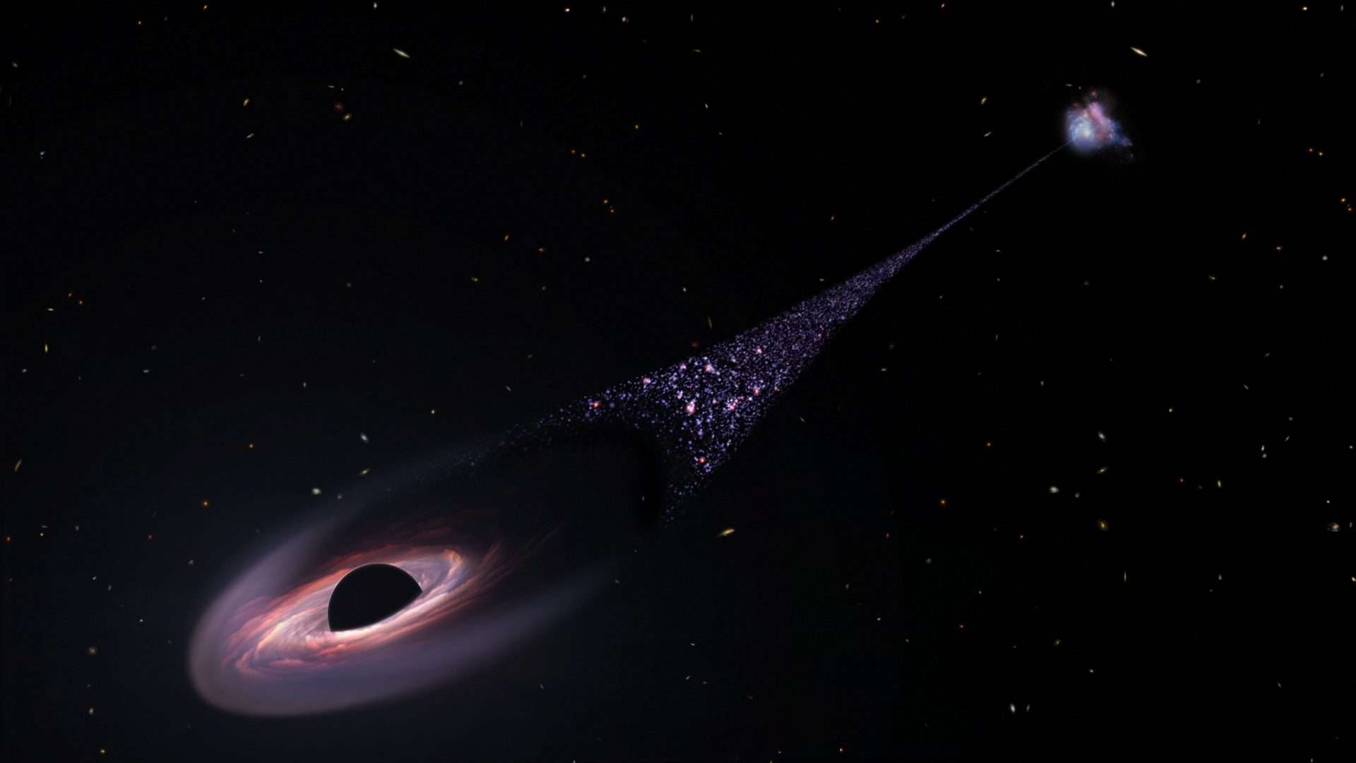 Hubble Sees a Possible Runaway Black Hole Creating a Trail of Stars 