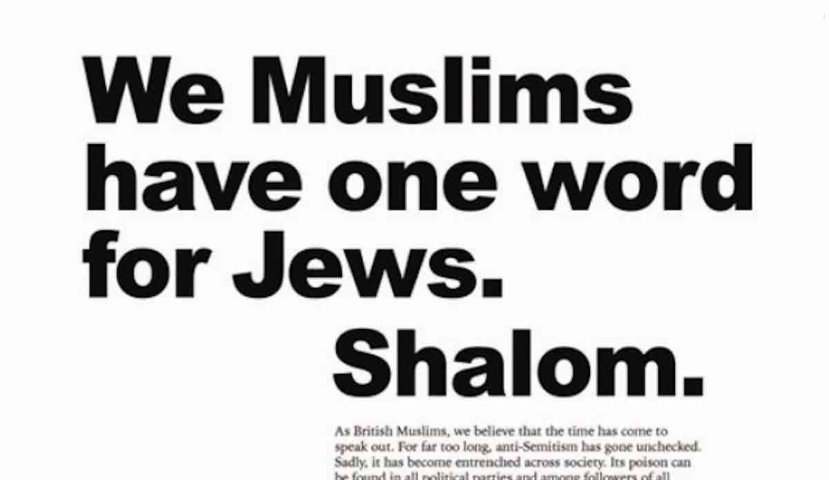 Muslims Take Out Full-Page Newspaper Ad to Denounce Anti-Semitism Against "Our Jewish Sisters and Brothers" 