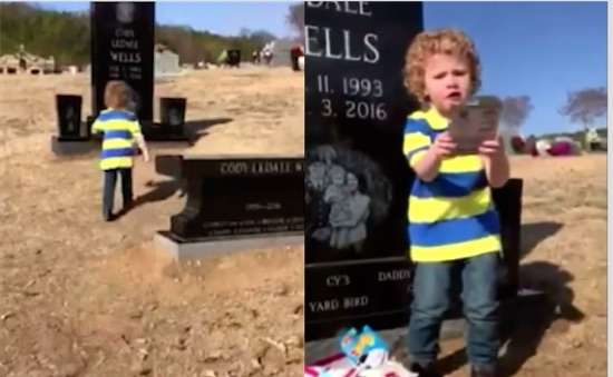 Watch 2-Year-old's Excitement Over Gift Found on Dad's Grave 